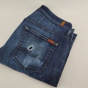 7 For All Mankind Austyn Jeans Womens Size‎ 32 Blue Denim Distressed Seven